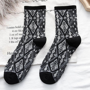 Lovely Retro Ethnic Rhombus Print Socks