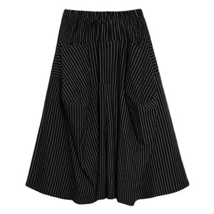 Black and White Striped Cropped Wide Leg Pants