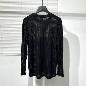 Round Neck translucent Long Sleeve T-shirt