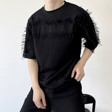 Load image into Gallery viewer, Fringed Patch Trim Short-sleeved T-shirt
