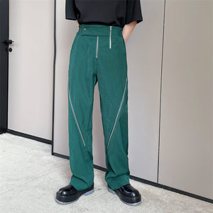 Loose Straight-fit Zip-detail Trousers