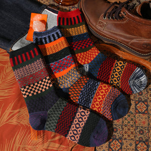 Men's Retro Ethnic Thick Line Socks