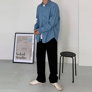 Retro Denim Long-sleeved Shirt