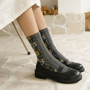 Winter Retro Ethnic Cute Floral Socks