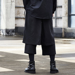 Loose Cropped Culottes Multi-layer Hakama Pants