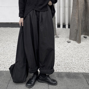 Winter Loose Cropped Wide-leg Fleece-lined Pants