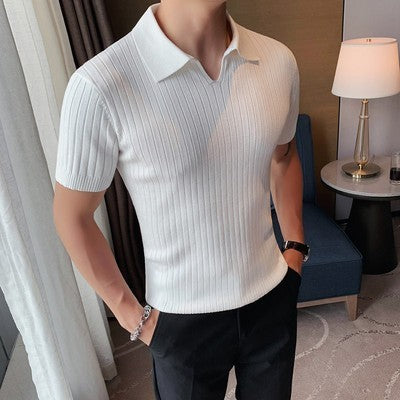 Slim Fit Knit Short Sleeve Polo Shirt