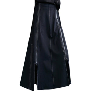 Irregular Multi-zipper Panel Skirt