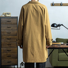 Load image into Gallery viewer, Retro Khaki Long Trench Coat
