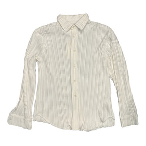 Pleated Lapel Long Sleeve Shirt