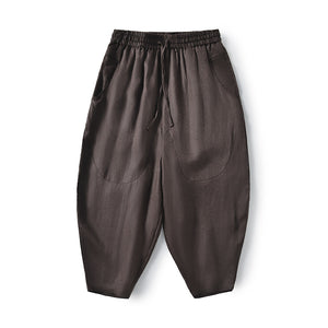 Cotton Linen Mid-Rise Baggy Pants