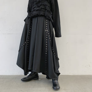 Webbing Irregular Oversized Wide-leg Culottes Hakama Pants