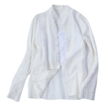 Load image into Gallery viewer, Stand-up collar Long-sleeved Linen Shirt

