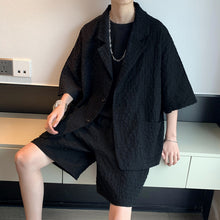 Load image into Gallery viewer, Short Sleeve Blazer Shorts Two Piece Set

