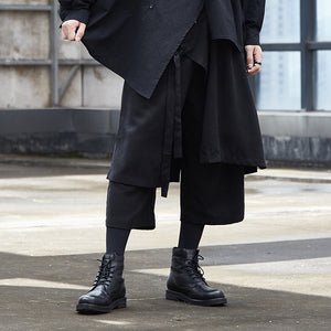 Loose Cropped Culottes Multi-layer Hakama Pants