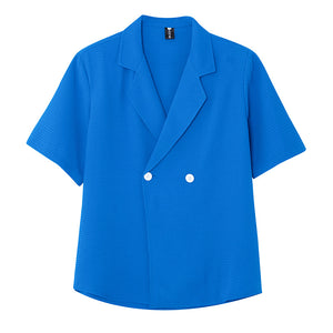 Double-breasted Lapel Short-sleeved Blazer