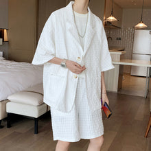 Load image into Gallery viewer, Short Sleeve Blazer Shorts Two Piece Set
