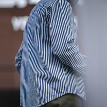 Load image into Gallery viewer, Retro Military Style Blue and White Stripes Shirts
