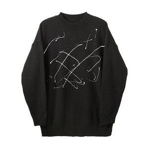 Splash Ink Round Neck Thick Knitted Sweater