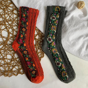 Warm Ethnic Cute Floral Printing Socks