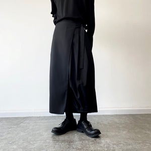 Pleated Wide-leg Straight Cropped Trousers