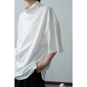 Solid Color Turtleneck Half Sleeve T-Shirt