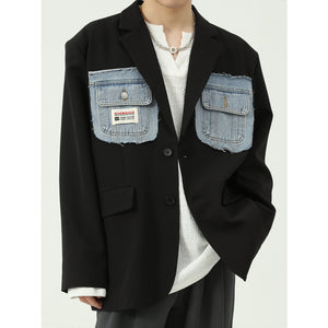 Denim Pocket Casual Blazer