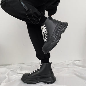 Platform Black Motorcycle Boots