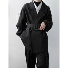 Load image into Gallery viewer, Black Waist Buckle Casual Trench Coat
