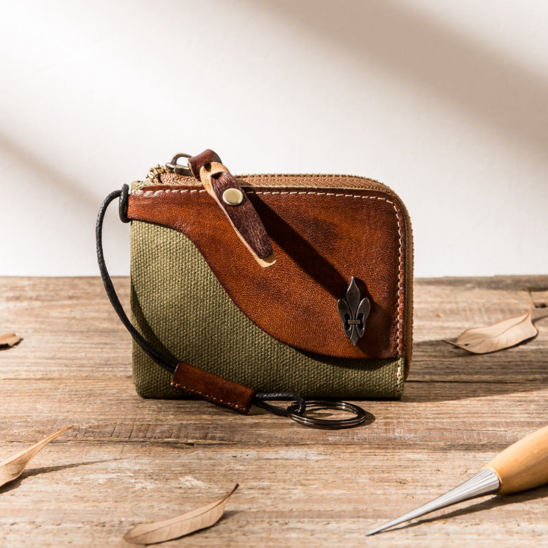 Canvas Stitching Leather Wallet