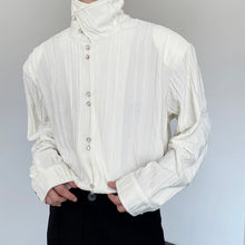 Load image into Gallery viewer, French Vintage Pleated Shoulder Pad Shirt

