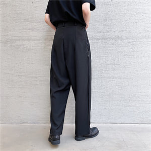Topstitched Decoration Straight-leg Pants