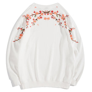 Plum Embroidery Sweatshirt