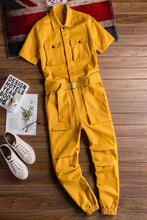 Load image into Gallery viewer, Retro Casual Multi-Pocket Short Sleeve Jumpsuits
