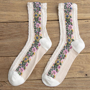 Winter Retro Ethnic Cute Floral Socks