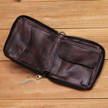 Load image into Gallery viewer, Retro Handmade Zipper Leather Wallet
