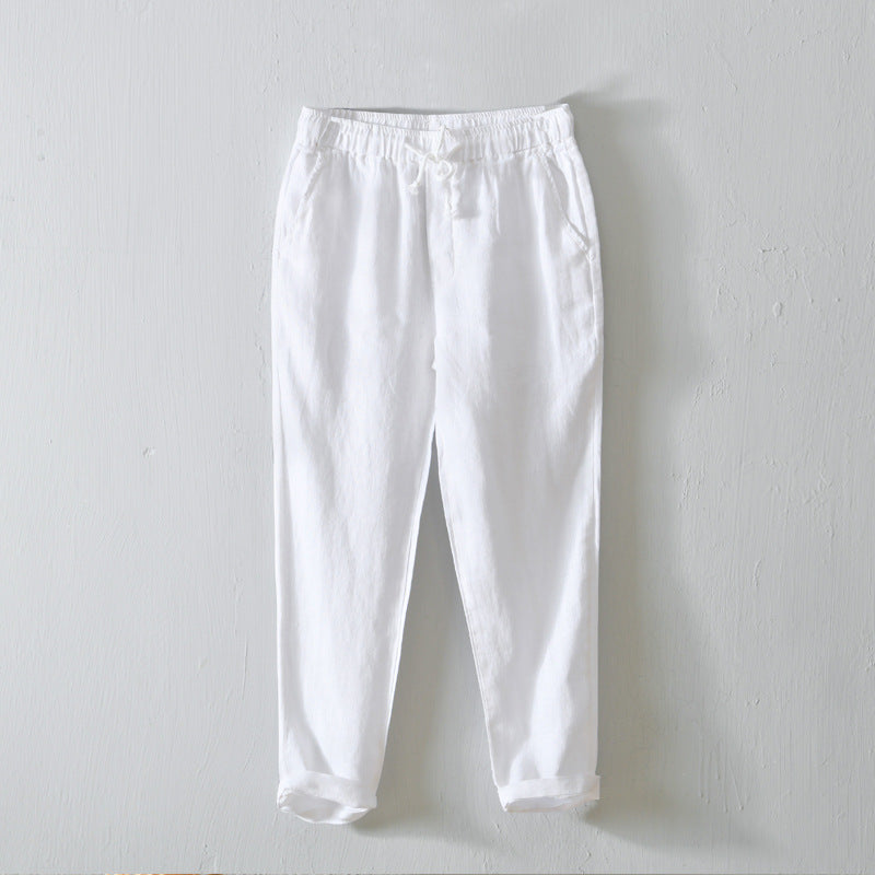 Linen Simple Solid Color Straight Pants