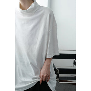 Solid Color Turtleneck Half Sleeve T-Shirt