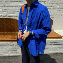Load image into Gallery viewer, Blue Loose Long Sleeve Shirt
