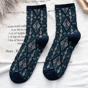 Lovely Retro Ethnic Rhombus Print Socks