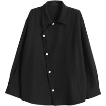 Load image into Gallery viewer, Slanted Placket Design Lapel Long-sleeved Shirt
