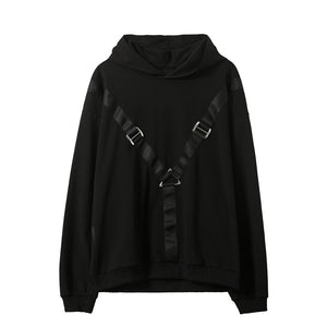 Webbing Lace-Up Hooded Sweatshirt