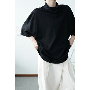 Solid Color Turtleneck Half Sleeve T-Shirt