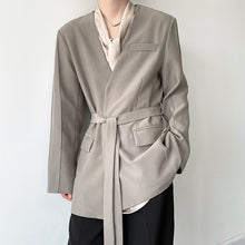 Load image into Gallery viewer, Belt Tie Collarless Blazer
