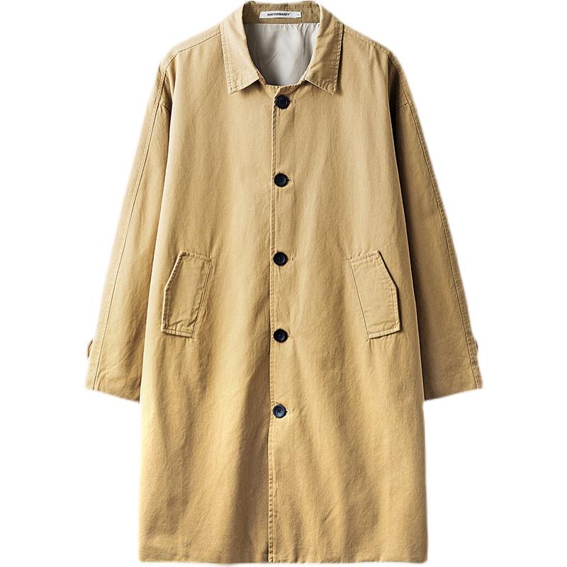 Retro Khaki Long Trench Coat