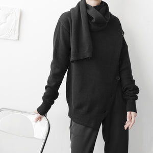 Irregular Scarf Neck Sweater