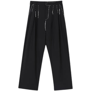 Topstitched Decoration Straight-leg Pants