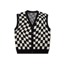Load image into Gallery viewer, Checkerboard V-Neck Knit Cardigan
