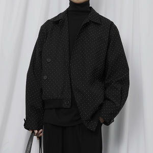 Sticky Bead Asymmetric Cropped Coat