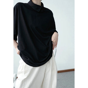 Solid Color Turtleneck Half Sleeve T-Shirt